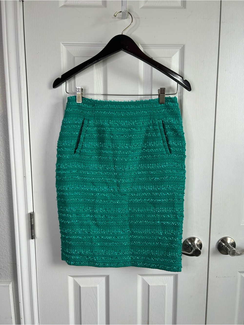 Halogen green boucle mini pencil skirt